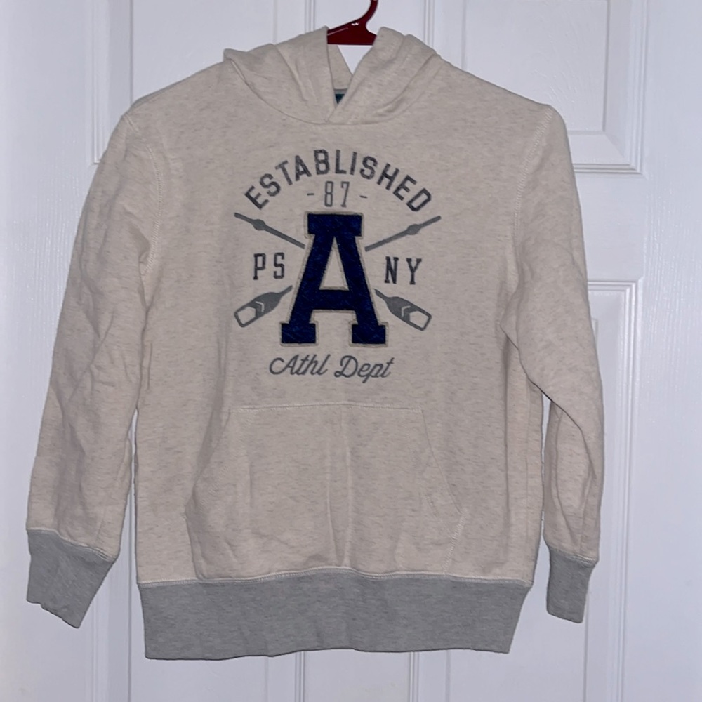 Boy’s PS Aeropostale Pullover Hoodie, size 10, beige, gray and navy